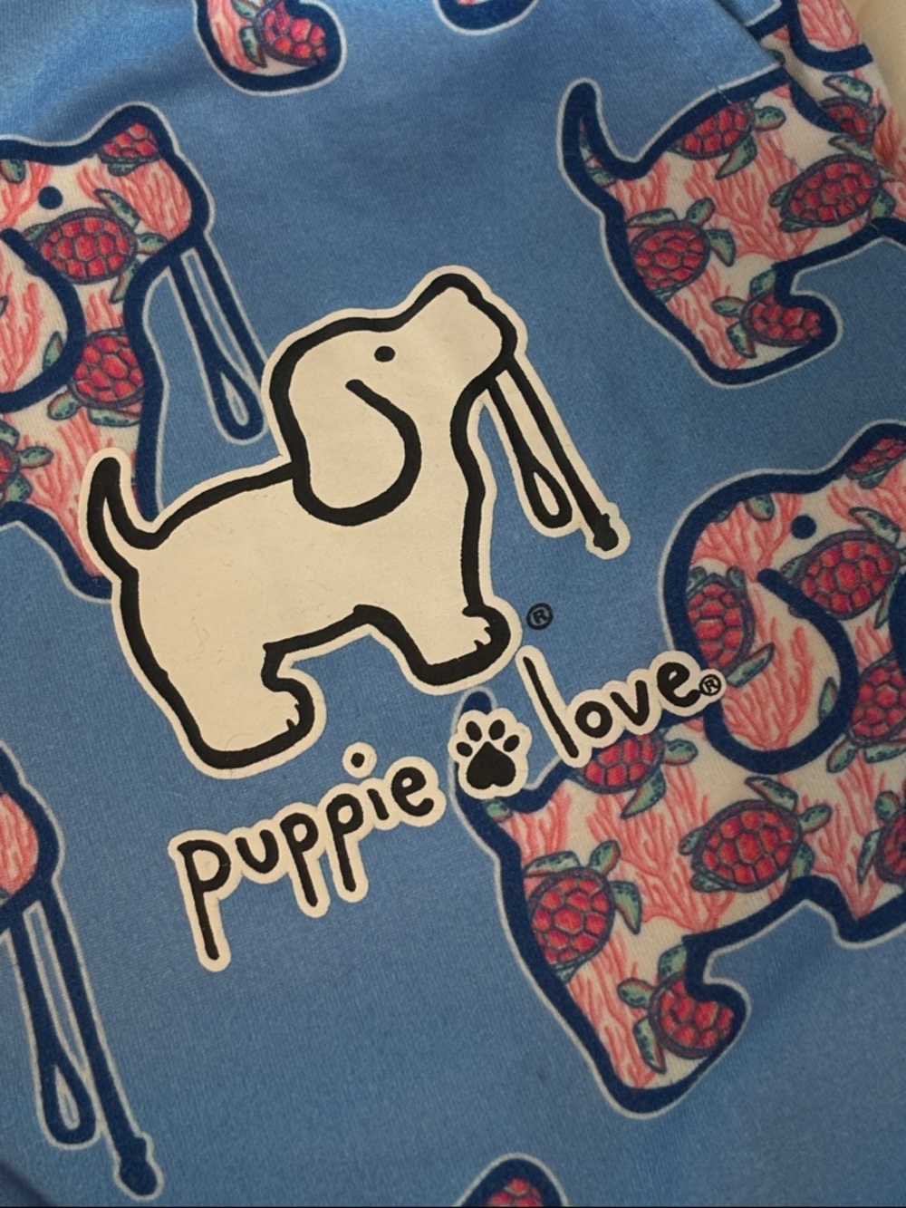 Puppie Love blue lounge pants / pajama pants sz L turtle puppies - Picture 5 of 7